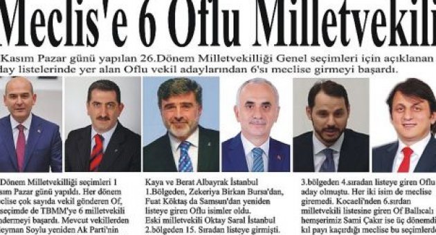 1 Kasım’da Meclis’e 6 Oflu Milletvekili girdi