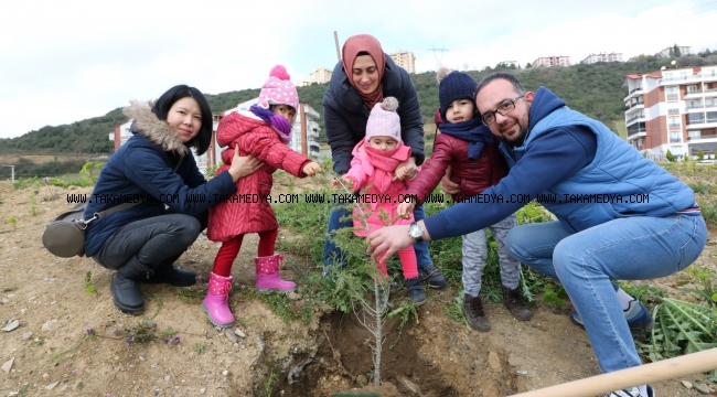 Minik eller fidanları toprakla buluşturdu