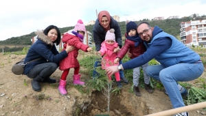Minik eller fidanları toprakla buluşturdu
