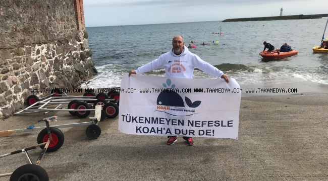 KOAH hastalığına dikkat çekmek için Kuzey Kanalı'nı yüzerek geçti 