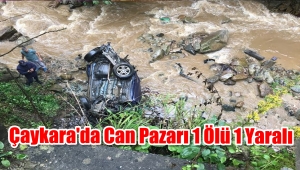 Çaykara'da Araç Uçuruma Yuvarlandı 1 Ölü 1Yaralı
