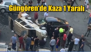 Görüntülü Haber/ Güngören'de İki Araç Kafa Kafaya Çarpıştı 1 Yaralı