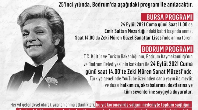 Türk Eğitim Vakfı ve TSK Mehmetçik Vakfı, Zeki Müren'i 25'inci Ölüm Yıl Dönümünde Saygıyla Anıyor