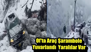 GÖRÜNTÜLÜ HABER////OF'TA ŞARAMPOLE YUVARLANAN ARAÇTA YARALILAR VAR