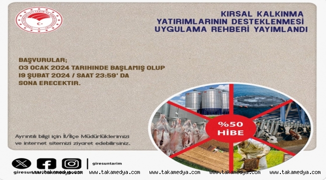 TARIMA DAYALI EKONOMİK VE KIRSAL ALTYAPI YATIRIMLARI%50 HİBE DESTEKLİ PROJE MÜRACAATLARI BAŞLADI
