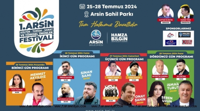Arsin'de 1.Kültür, Turizm, Sanat ve Yöresel Ürünler Festivali Başlıyor