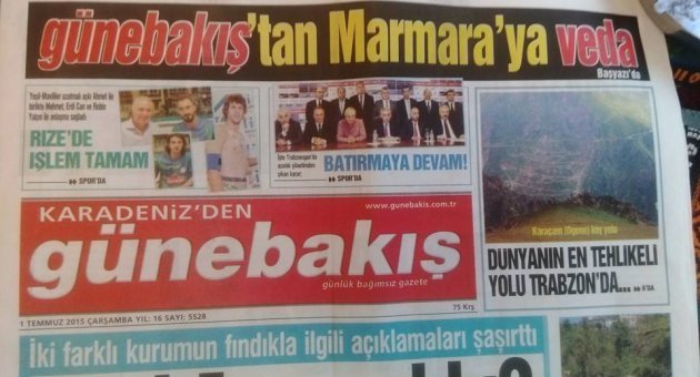 GÜNEBAKIŞ'TAN MARMARA'YA VEDA MANŞETİ