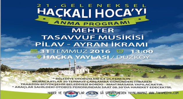 Haçkalı Hoca’yı anma etkinliği 31 Temmuz Pazar günü gerçekleştirilecek