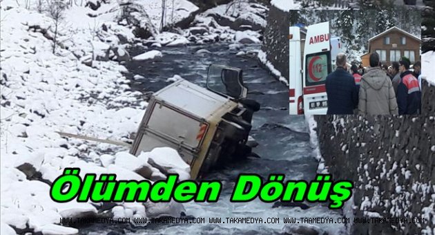 KAMYON SOLAKLI DERESİNE UÇTU 2 YARALI