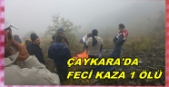 ÇAYKARA'DA ARAÇ UCURUMA YUVARLANDI 1 ÖLÜ