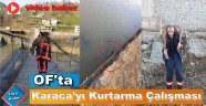 Of'ta Derede mahsur kalan karacayı İtfaiye kurtardı